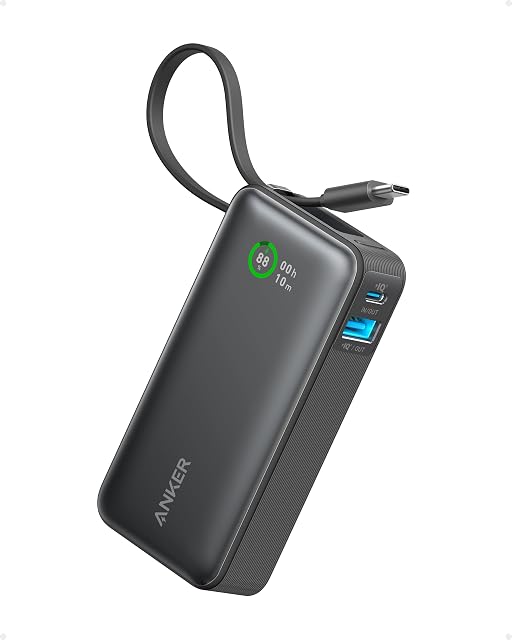 Batería externa Anker Nano de 10000 mAh con cable USB-C integrado