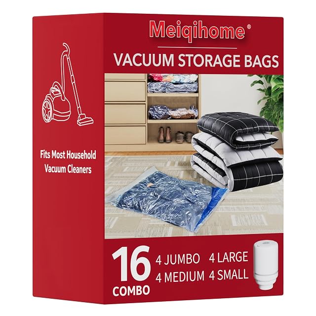 Bolsas de compresión al vacío MEIQIHOME con bomba eléctrica
